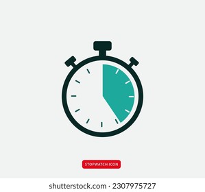 Stopwatch icono vector logo diseño estilo plano