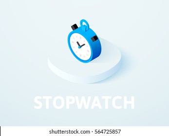 Stopwatch icon, vector symbol in flat isometric style isolated on color background