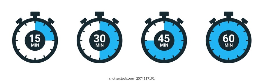 stopwatch icon vector. time, hour, minute, second, symbol