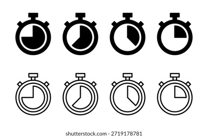 Vetor de ícone de cronômetro. Símbolo e sinal do temporizador. Ícone Contagem Regressiva. Período de tempo