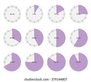 Stopwatch Icon Vector Watch Set Min 5 10 15 25 20 30 35 40 45 50 55 60