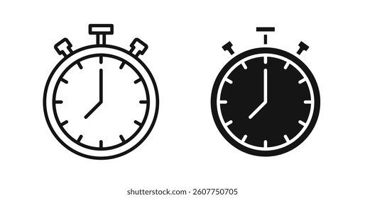 Stopwatch icons in black fill and line style