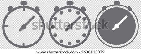 Stopwatch icons in black , gray, blue fill and line style EPS 10