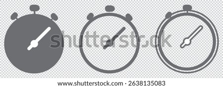 Stopwatch icons in black , gray, blue fill and line style EPS 10