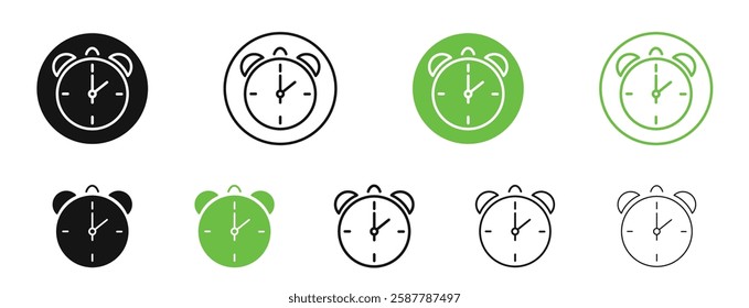 Stopwatch icons in black and green colors collection