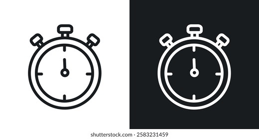 Stopwatch icons in black and white liner strokes for web design.