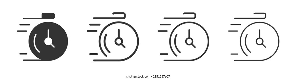Stopwatch icons collection in two different styles and different stroke. Vector illustration EPS10