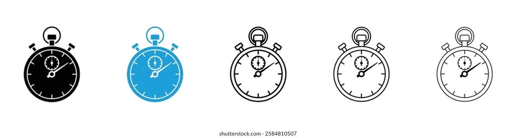 Stopwatch icons collection vectors in black and blue