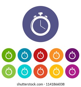Stopwatch icons color set vector for any web design on white background