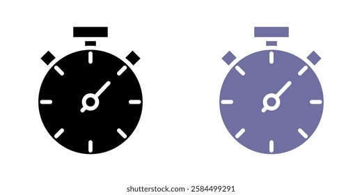 Stopwatch icons pack in black and colored version