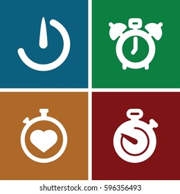 stopwatch icons set. Set of 4 stopwatch filled icons such as 