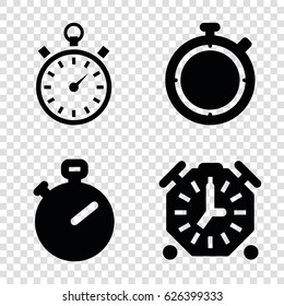 Stopwatch icons set. set of 4 stopwatch filled icons such as 