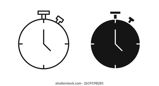 Stopwatch icons set in black colors on white background