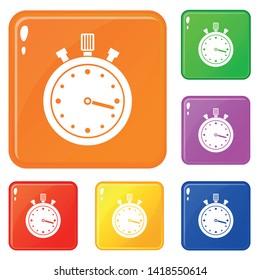 Stopwatch icons set collection vector 6 color isolated on white background