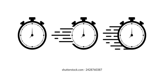 Stopwatch icons set. Countdown design. Silhouette style. Vector icons
