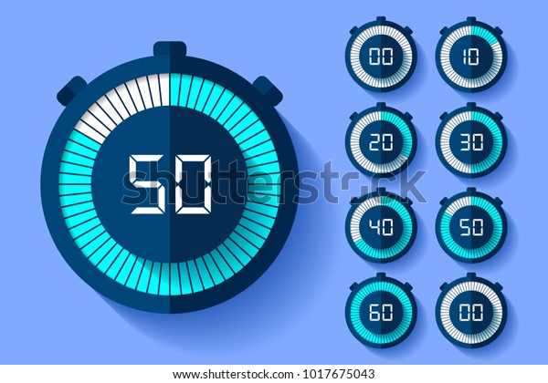 Stopwatch\
icons set in flat style, timers on color background. Sport clock.\
Vector design element for your business\
project