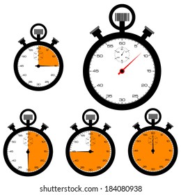 Stopwatch icons set isolated on white background. Vector illustration