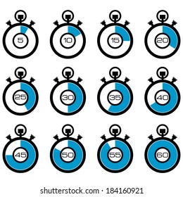 Stopwatch icons set isolated on white background. Vector illustration