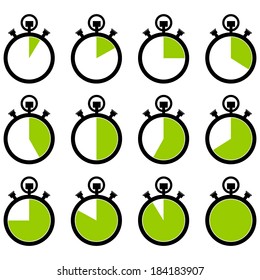 Stopwatch icons set isolated on white background. Vector illustration