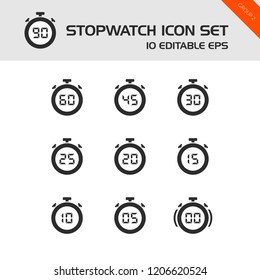 Stopwatch icons set on a white background
