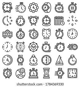 Stopwatch icons set. Outline set of stopwatch vector icons for web design isolated on white background