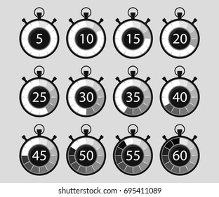 stopwatch icons set, timer icon