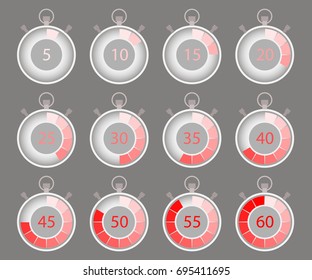 stopwatch icons set, timer icon