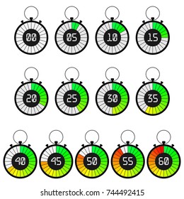 stopwatch icons set, timer icon