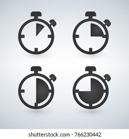stopwatch icons set, timer icon black vector illustration isolated on light background