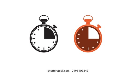 Stopwatch icons set. Timer symbol. Outline stopwatch icon. Alarm pictogram.