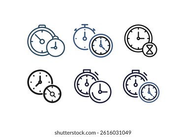 Stopwatch icons set. Timer symbol. Set icons sandglass timer clock flat icon time management