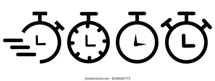 Stopwatch icons set. Timer symbol. Outline stopwatch icon