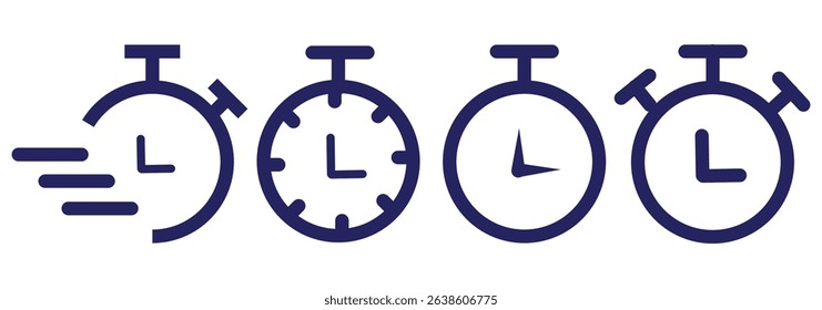 Stopwatch icons set. Timer symbol. Outline stopwatch icon