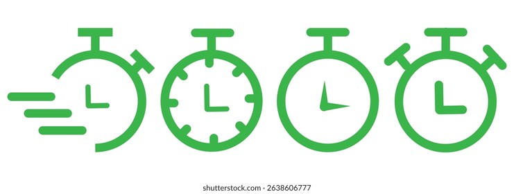 Stopwatch icons set. Timer symbol. Outline stopwatch icon
