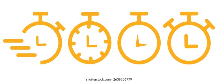 Stopwatch icons set. Timer symbol. Outline stopwatch icon