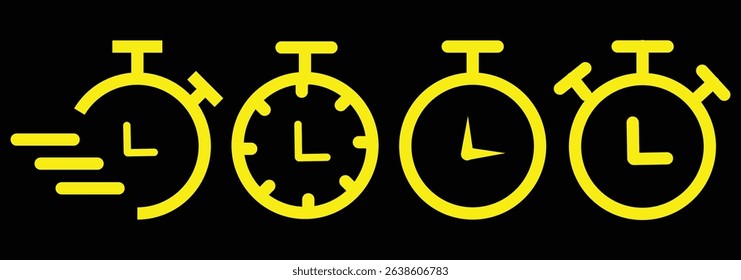 Stopwatch icons set. Timer symbol. Outline stopwatch icon