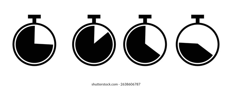 Stopwatch icons set. Timer symbol. Outline stopwatch icon