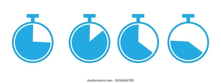 Stopwatch icons set. Timer symbol. Outline stopwatch icon