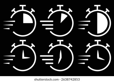 Stopwatch icons set. Timer symbol. Stopwatch, timer icons set. Speed ​​measurements.