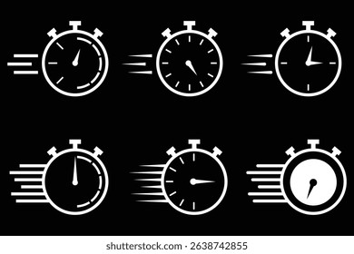 Stopwatch icons set. Timer symbol. Stopwatch, timer icons set. Speed ​​measurements.