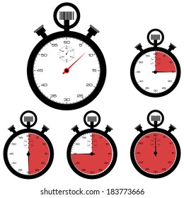 Stopwatch icons set. Vector illustration