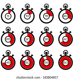 Stopwatch icons set. Vector illustration