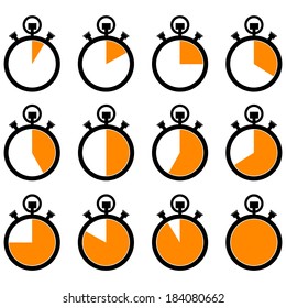 Stopwatch icons set. Vector illustration