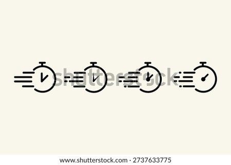 Stopwatch icons showing speed and time tracking.