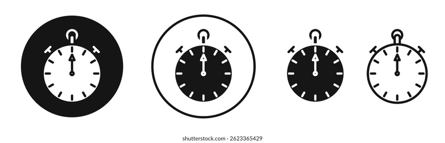 Stopwatch icons in solid black and outlined style