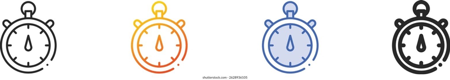 stopwatch icon.Thin Linear, Gradient, Blue Stroke and bold Style Design Isolated On White Background