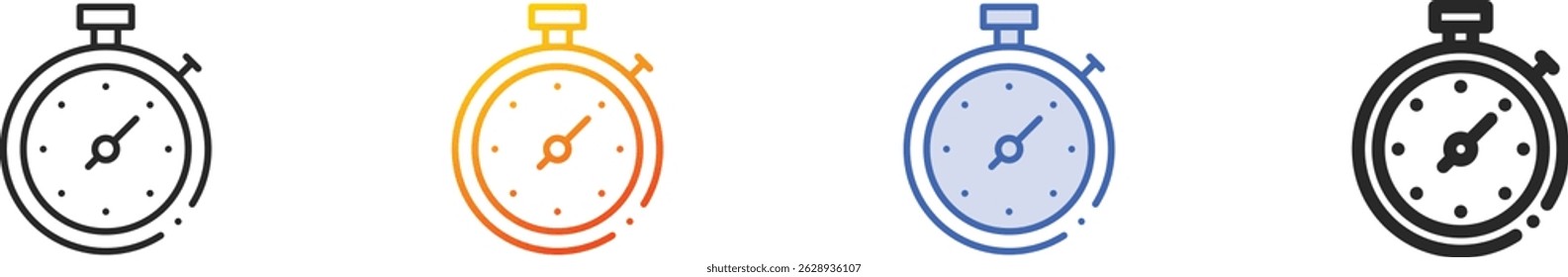 stopwatch icon.Thin Linear, Gradient, Blue Stroke and bold Style Design Isolated On White Background