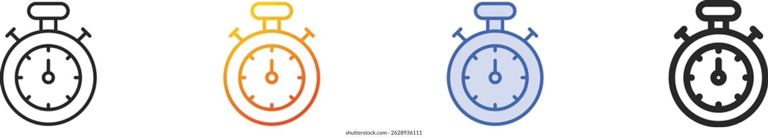 stopwatch icon.Thin Linear, Gradient, Blue Stroke and bold Style Design Isolated On White Background
