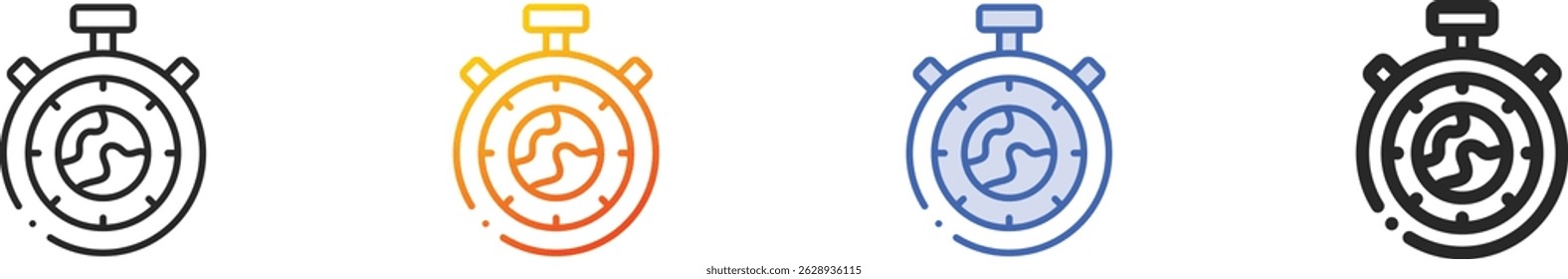 stopwatch icon.Thin Linear, Gradient, Blue Stroke and bold Style Design Isolated On White Background