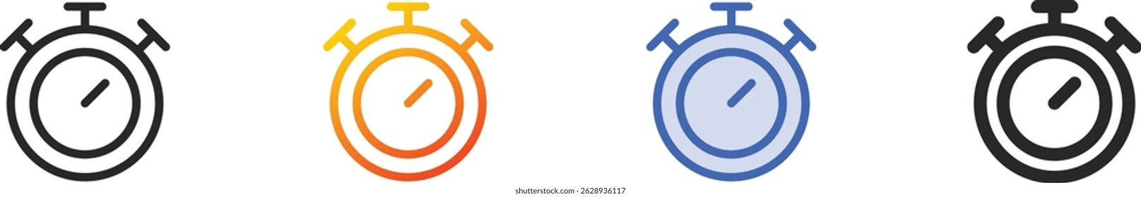 stopwatch icon.Thin Linear, Gradient, Blue Stroke and bold Style Design Isolated On White Background